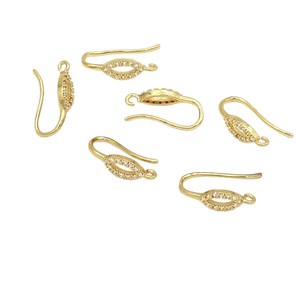 Ganchos para Pendientes de Circonita Cúbica Ovalada, Oro 18k y Plata, Componentes para Joyería DIY, Estilo 10, Piezas para Pendientes con Incrustaciones de Diamantes - Product Image 5