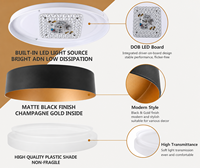 Plafonnier LED moderne Worbest 15 pouces, CCT changeable, certifié ETL/cETL, pour salon et chambre, CRI 80, construction en acier et plastique