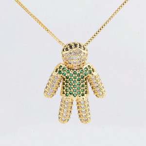 Collier pendentif personnalisable en forme de poupée humaine, micro-pavé de zircon, colliers assortis pour couples, hommes et femmes, vente en gros - Product Image 3