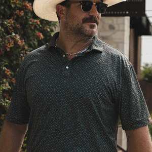 2025 사용자 정의 도매 꽃 인쇄 자수 로고 남자의 폴로 셔츠 폴리에스터 스판덱스 혼방 빠른 건조 남자의 서양 폴로 셔츠 - Product Image 1