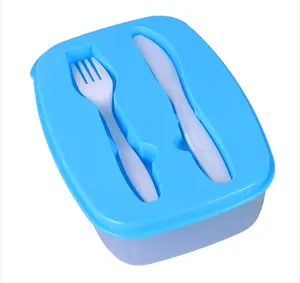 Vendita calda contenitori per la preparazione dei pasti in plastica a 3 scomparti con Set di posate set di contenitori per il pranzo Bento con controllo gratuito BPA