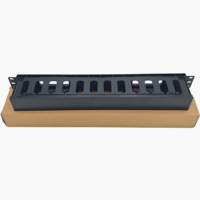Organisateur de câbles horizontal pour rack 1U, 19 pouces, 12 emplacements, plastique noir, gestion des câbles