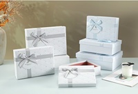 Caja Rectangular de Lujo, Papel Artístico con Patrón en Relieve y Bronceado, Caja Premium de 3 Piezas para Regalo Cosmético con Lazo de Cinta, Caja de Embalaje para Regalo