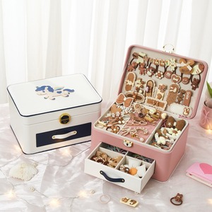 Custom Logo <b>Large</b>-Capacity Multi-Layer PU Leather Washable Modern Jewelry Storage <b>Boxes</b> Multi-Functional for Necklace Rings Home - Product Image 2