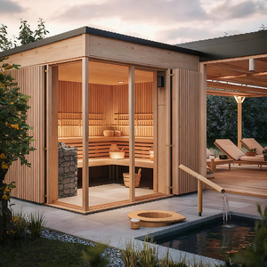Grande Sauna Extérieure Carrée pour le Hot <span class=keywords><strong>Yoga</strong></span> et le Bien-être, Cabine de Bien-être Traditionnelle Finlandaise en Bois pour Jardin - Product Image 6