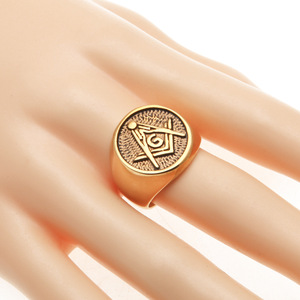 Anello alla moda Dei Monili di Fascino Vintage <span class=keywords><strong>Mason</strong></span> Massonico Signet Anelli di Colore Dell'oro Dell'acciaio inossidabile Massone Anello Per Gli Uomini - Product Image 6