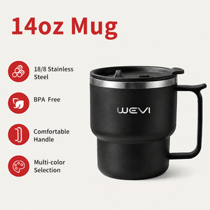 Nouvelle tasse carrée mignonne de 14 oz en acier inoxydable à <span class=keywords><strong>double</strong></span> paroi isolée sous vide pour enfants avec poignée et paille, logo et couleur personnalisables - Product Image 2