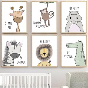Dibujos animados lindo jirafa <span class=keywords><strong>Koala</strong></span> y León Animal foto impresión lienzo pared arte para niños decoración de la habitación del bebé - Product Image 3