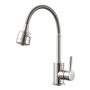 Robinet de cuisine en acier inoxydable 304 tirant le type brosse froide et chaude canal d'eau robinet de bassin de légumes avec multifonction