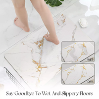 Tapis de bain antidérapant à séchage rapide en pierre de diatomite naturelle, motif imprimé, couleur unie