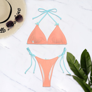 STOCK 3Colors Women Triangle Bikini Set Bow Ties Details <strong>Thong</strong> Swimwear Two Pieces Padded <strong>Swimming</strong> <strong>Costume</strong> - Product Image 3