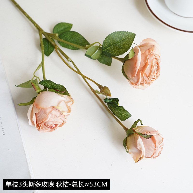 Autumn orange-single branch 3-head stall rose