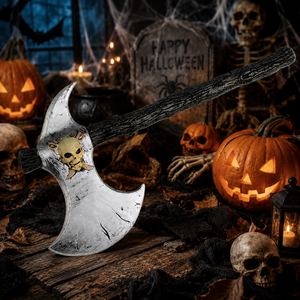 Double Blade <b>Skull</b> Foam Axe Halloween Cosplay Prop <b>Decoration</b> Safe PU Material Age 14+ - Product Image 4