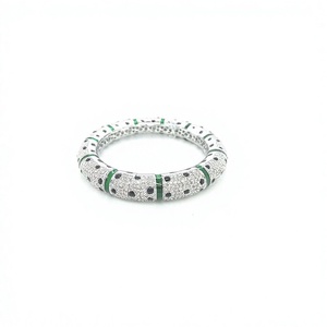 Men's 925 <b>Silver</b> Rhodium Plated Moissanite <b>Bangle</b> Round Brilliant Cut Pave Setting Geometric Luxury <b>Bracelet</b> - Product Image 3