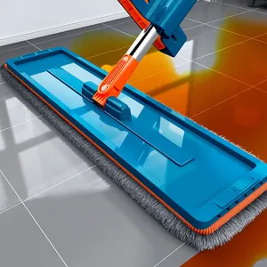 A2342 Household Microfiber Cleaning Pads Flat Mop With Stainless Steel Handle Hands-Free Wash Floor Cleaning Flat Mop