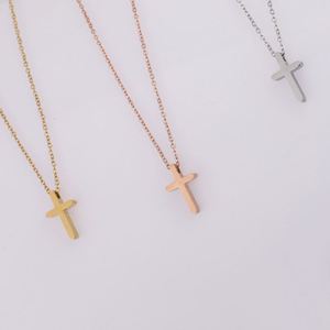Fashion 18K Goldmini Simple Vintage Titanium Jesus Christ Stainless Steel Religious <b>Silver</b> Cross Pendant Necklace Jewelry - Product Image 2