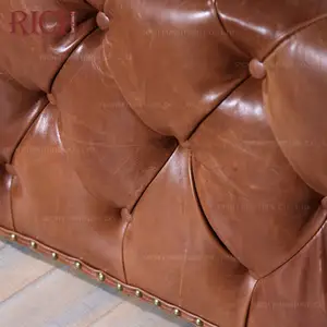 หนัง Ottoman คุณภาพผู้ผลิตสำหรับหนังม้านั่งหนัง Faux ออตโตมันปุ่ม Tufted เท้าสตูลสตูลวินเทจ - Product Image 3