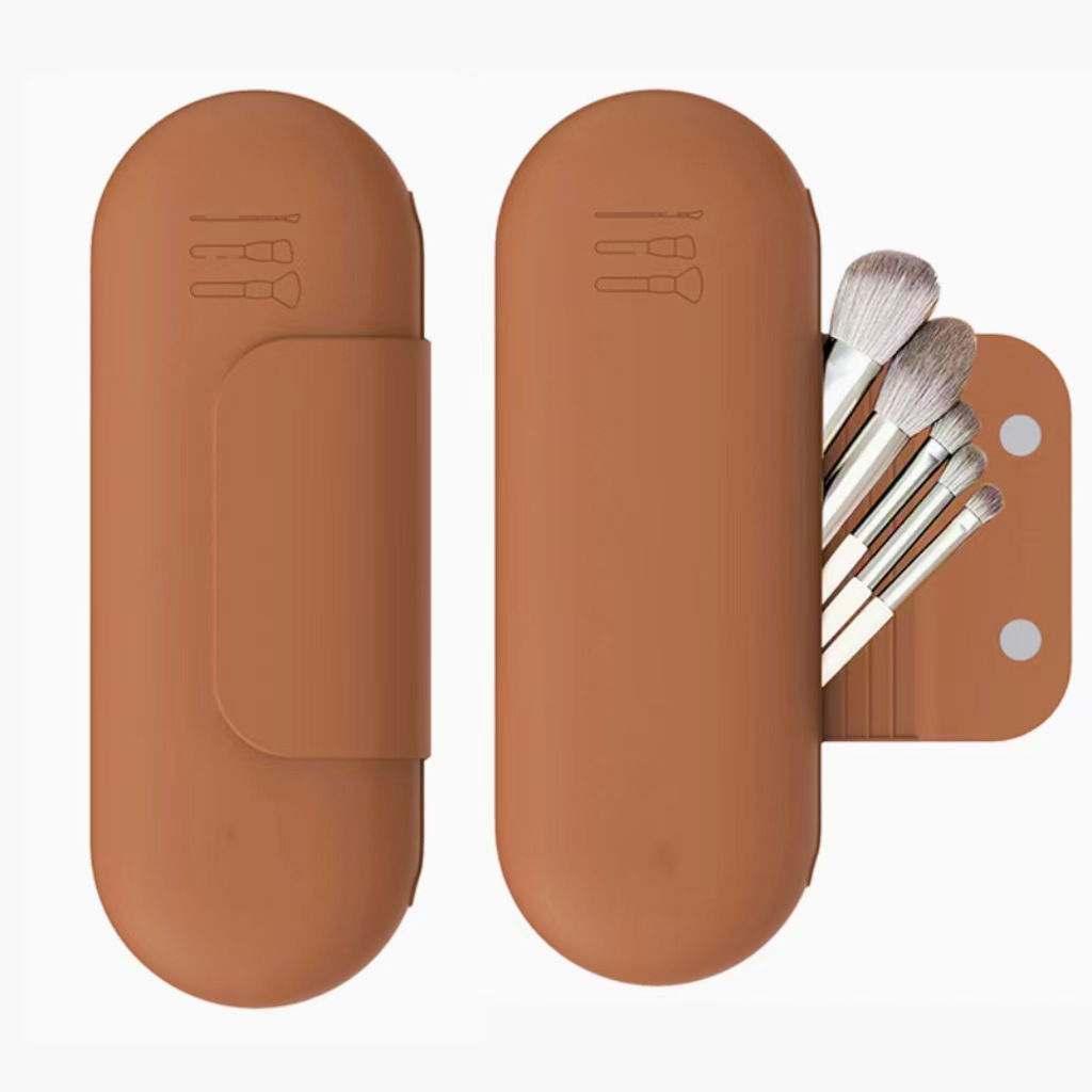Strong magnetic cosmetic bag-curry color
