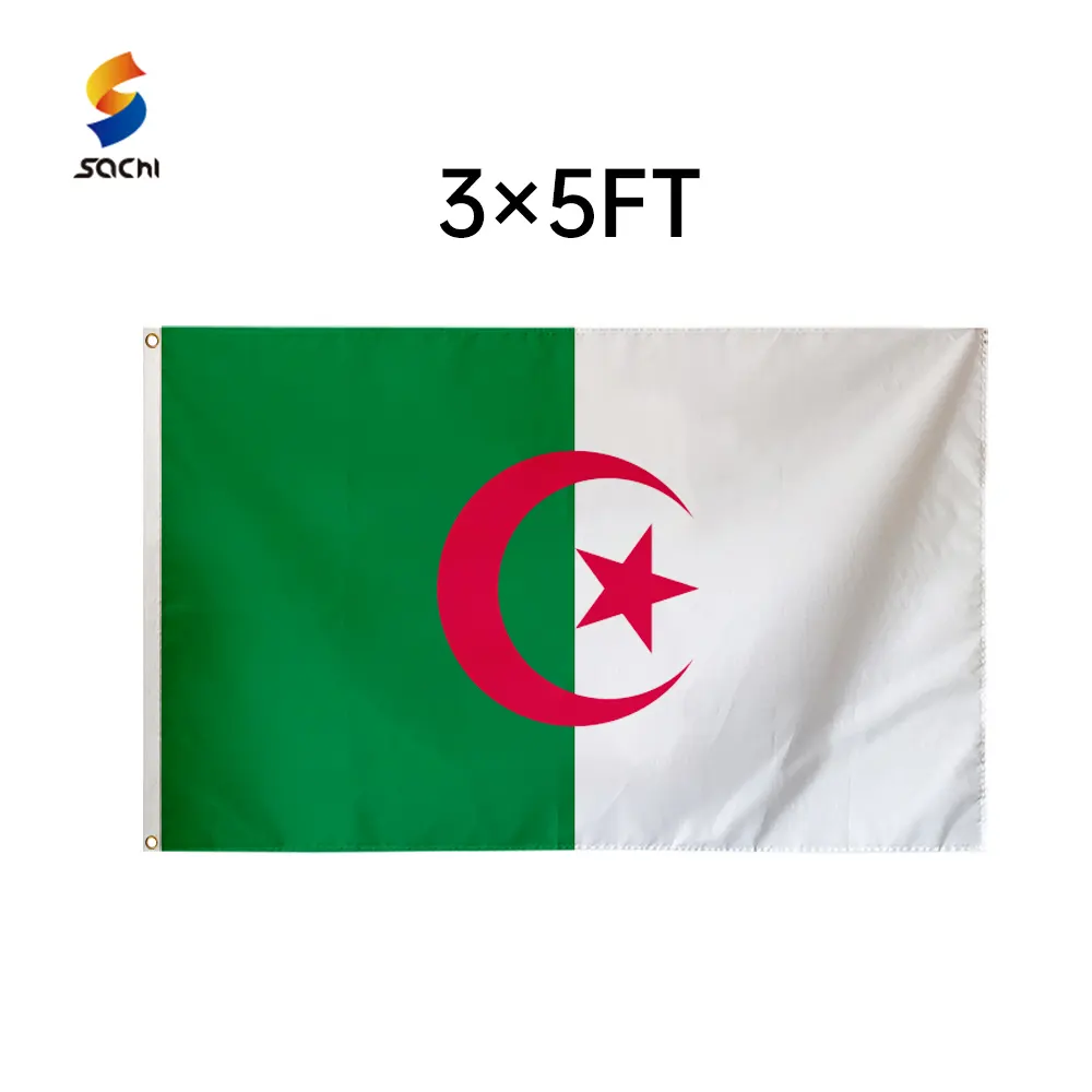 3X5ที่กำหนดเองเครื่องหมายธงส่งเสริมการขายธงของแอลจีเรีย