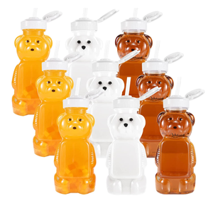 Honey Packing Teddy Bear Shape Juice Honey Bottle Honey PET Plastic Empty Plastic 12oz Screen Printing Beverage Screw Cap CN;GUA