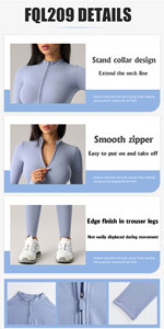 Promotion, Oem Odm femmes Slim Fit tendance Yoga vêtements une pièce veste ensemble Gym à manches longues sport fermeture éclair porter jeunesse Yoga ensemble - Product Image 2