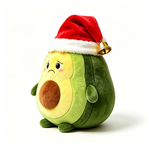 Customize Christmas Avocado Plush Toy with Santa <b>Hat</b>, Cute Sad Face Avocado Stuffed <b>Animal</b> - Product Image 2