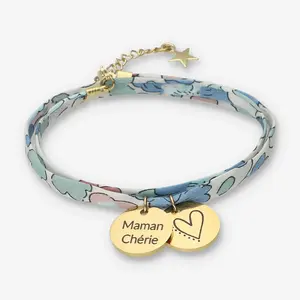 <span class=keywords><strong>Bracciale</strong></span> in tessuto Liberty personalizzato delicato <span class=keywords><strong>bracciale</strong></span> regolabile con medaglia incisa regalo per la <span class=keywords><strong>festa</strong></span> <span class=keywords><strong>della</strong></span> <span class=keywords><strong>mamma</strong></span> - Product Image 2