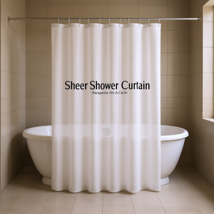 Rideau de douche transparent en tissu, style minimaliste, sans crochets D0100H7F06P - Product Image 2
