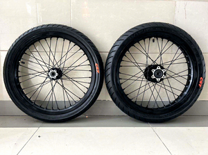 Roues de route Light Bee Ultra Bee, jeu de roues de 17 pouces avec pneus <span class=keywords><strong>70</strong></span>/90-17 et 90/80-17, ensemble de roues de conversion avant et arrière, pneus de route - Product Image 4
