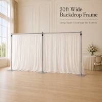 Support de toile de fond réglable à portée longue 20 pieds x 10 pieds, 3 montants, 2 barres transversales connectées, cadre d'affichage pour événements et mariages, 1,8-3 m, OEM ODM
