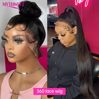 Perruque en cheveux humains naturels indiens sans colle, perruque en dentelle frontale en cheveux humains, cheveux brésiliens alignés sur la cuticule, perruque en dentelle frontale 360 Full HD