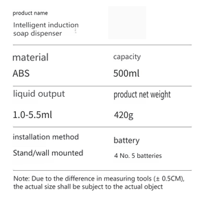 Nueva máquina dispensadora de detergente sin contacto de 500 ml para escritorio, dispensador automático de jabón líquido con sensor, máquina desinfectante de manos para cocina, funciona con pilas - Product Image 6