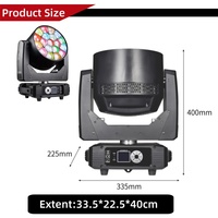 Projecteur LED Wash Bee Eye 19x20W à tête mobile DMX512 RGBW 2500K-8000K Température de couleur, Construction en aluminium et plastique pour éclairage de scène