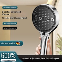 Pommeau de douche rond en ABS électroplaqué style américain, 6 modes de pulvérisation, haute pression, pour salle de bain