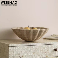 WISEMAX FURNITURE Plateau de rangement rétro en travertin pour la décoration de la maison Meubles modernes en marbre Décoration en forme de coquille