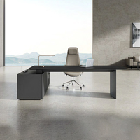 Bureau de direction en bois en forme de L, mobilier de bureau KMJ, luxe, style moderne minimaliste.