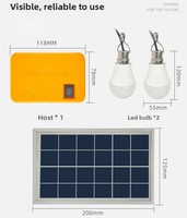 Kit d'éclairage solaire portable 4W avec 2 ampoules LED, batterie LiFePO4, petit système énergétique domestique avec lampe DC et port de charge USB