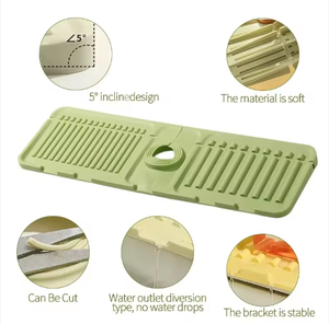 Tapis absorbant d'eau pliable et découpable en silicone souple pour évier de cuisine, anti-éclaboussures et anti-gouttes - Product Image 4