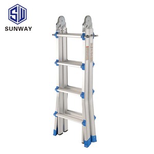 Échelle pliante extensible en aluminium Big Hinge Giant certifiée EN131, moderne, argentée, 4x4 marches, capacité <span class=keywords><strong>de</strong></span> charge 150 kg, pour extérieur - Product Image 2