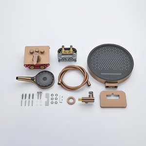 Accessoires de mitigeur de douche encastré en laiton, système de douche rond dissimulé 3 voies, finition or rose brossé - Product Image 6