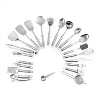Ensemble d'ustensiles de cuisine écologiques en acier inoxydable de 20 pièces, kit d'outils de cuisson durables, louche, fouet, lavage à la main uniquement