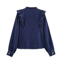 Camisa de Mezclilla de Manga Larga con Decoración en Capas y Cierre de Botón para Mujer, TAOP&ZA, Nueva Colección Otoño 2026, 6147181 6147170