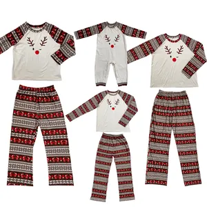 OEM-ropa de dormir de manga larga para niños y adultos, conjunto de fiesta de Navidad, Pelele de Pelele con estampado de alce y Santa