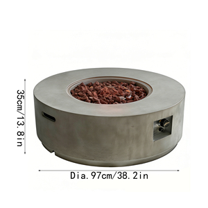 Rectangle Outdoor Natural Gas <b>Fire</b> Bowl <b>Fire</b> <b>Pit</b> with 50000 BTU Eco-Friendly MGO Material Glass Beads for Camping & Party Use - Product Image 2