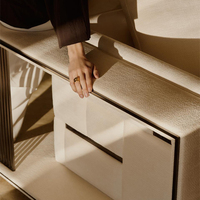 Ensemble de canapés ronds et incurvés en tissu coton et lin pour villa, idéal pour un salon moderne, luxueux et spacieux