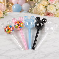 Soporte de plástico transparente con forma de cabeza de Mickey para piruletas, tubo para dulces con palo para fiestas infantiles, bodas, regalos, recuerdos, venta al por mayor