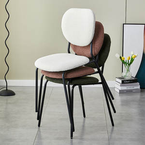 Chaises de salle à manger empilables en tissu velours moderne, avec pieds en métal noir, en promotion - Product Image 4
