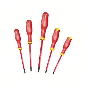 Screwdriver Set 5 Piece Red Insulated Handle With Yellow <b>Ring</b> For Electrical Repair And General Use - Product Image 2