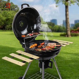 Parrilla de carbón redonda Hongyi de 58 cm con función de ahumador y mesas laterales para cocinar al aire libre - Product Image 5