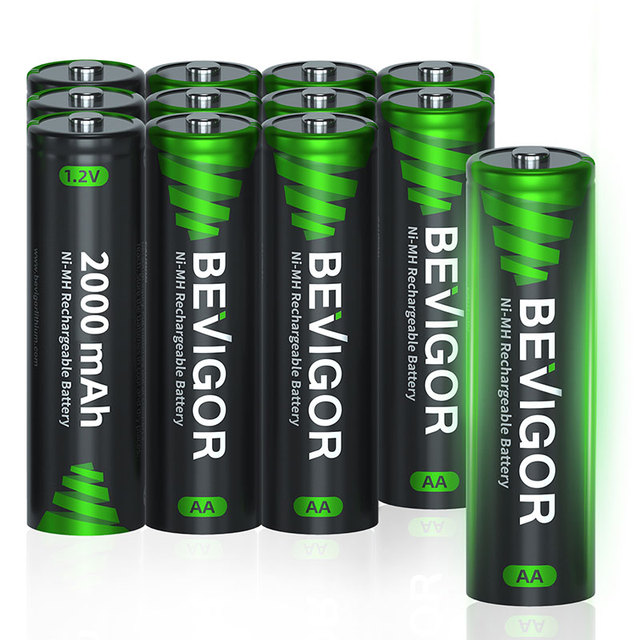 BEVIGOR 12 Pack 1.2V NI-MH AA Rechargeable 2000mAh Nimh Batteries Electric Remote Control Car Toy Medical Flashlight Application